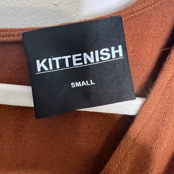 Kittenish Tie Scrunch Front Midi Sweater Dress V Neck Long Sleeve Keyhole Back - Picture 3 of 9